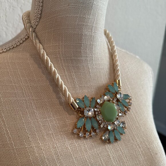 Stunning Rhinestone Statement Necklace on a White Cord - Picture 5 of 8